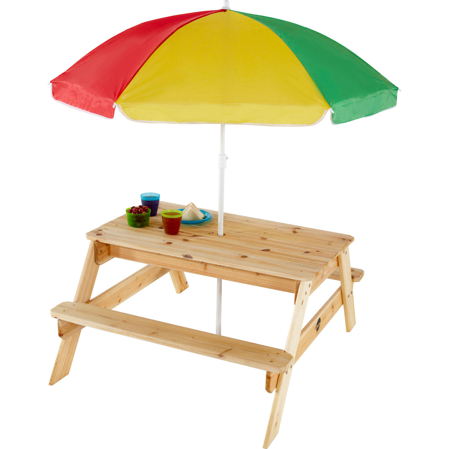 Plum Children rectangular Picnic table with parasol SET