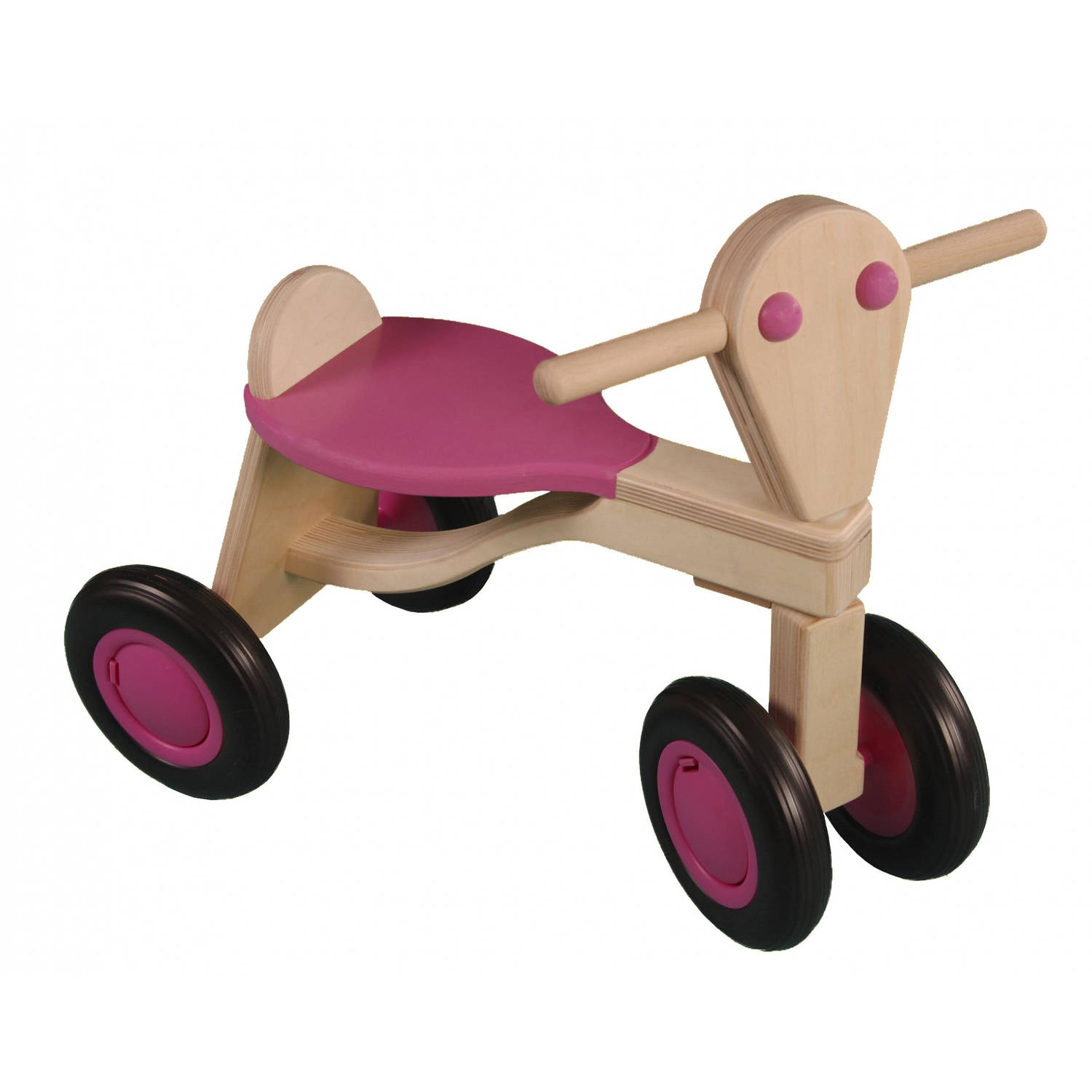 Van Dijk Toys houten loopfiets roze berken