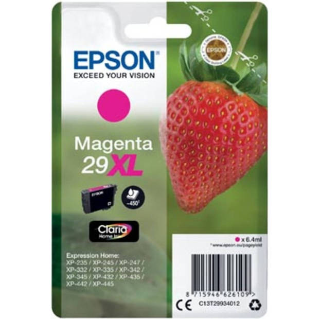 Epson inktcartridge 29XL magenta, 450 pagina's - OEM: C13T29934012