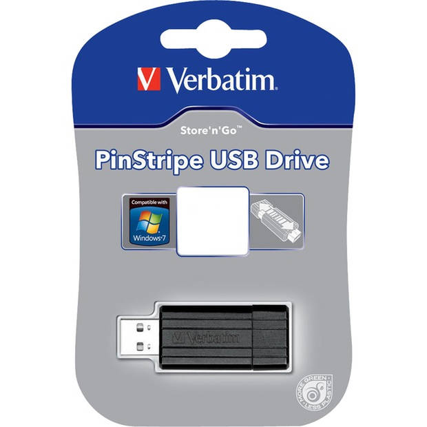 Verbatim PinStripe USB 2.0 stick, 16 GB, zwart