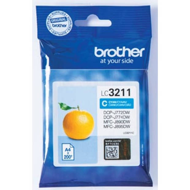 Brother inktcartridge cyaan, 200 pagina's - OEM: LC-3211C