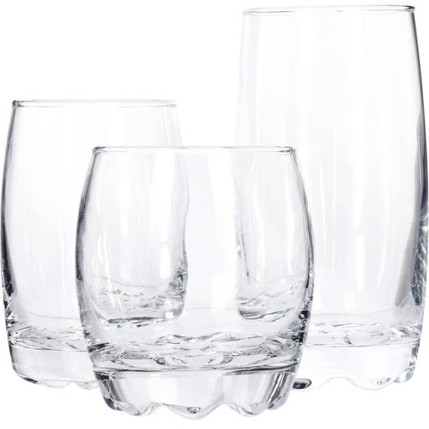 18x drink glazen set verschillende formaten 250/275/375 ml - Longdrinkglazen