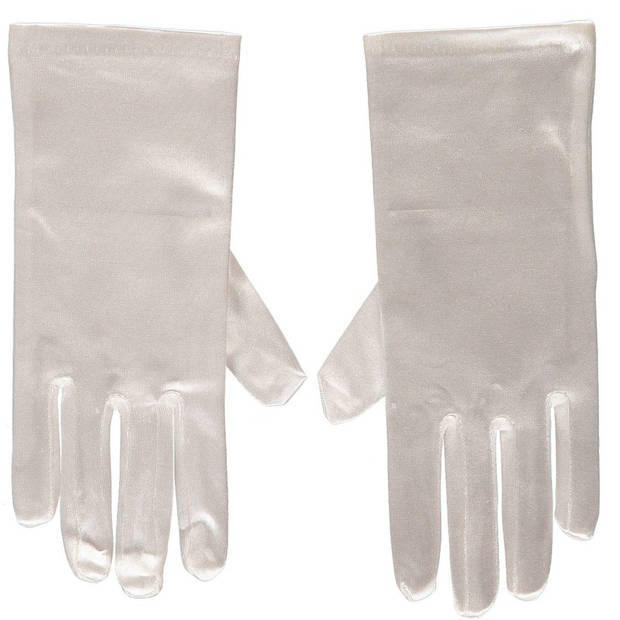 Witte satijnen verkleed handschoenen 20 cm - Verkleedhandschoenen