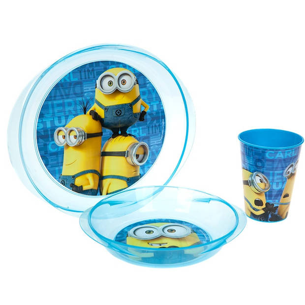 Stor Lunchset Minions magnetron blauw 3-delig