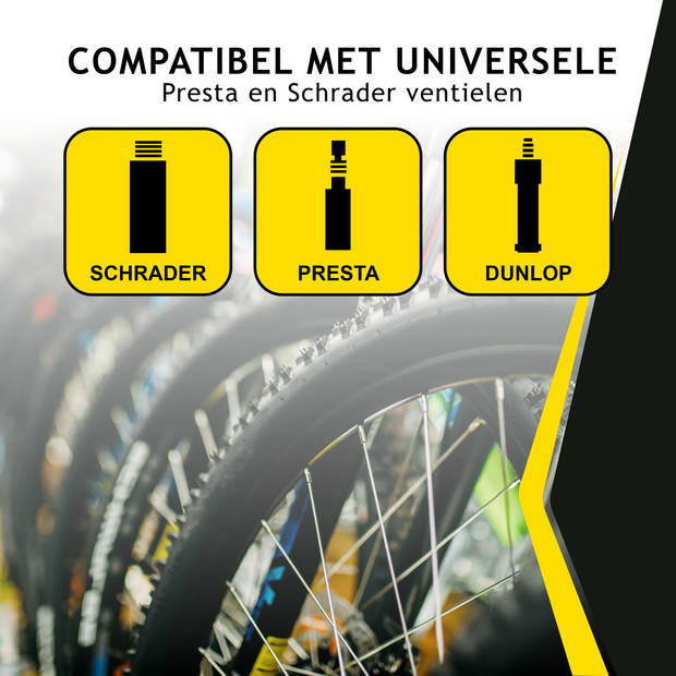 Dunlop Staande Fietspomp - Analoge Drukmeter - Dubbele Ventielkop - Zwart