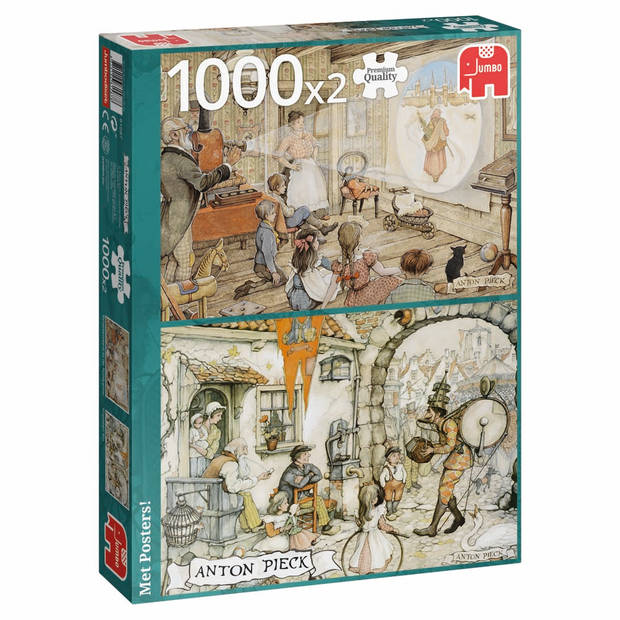 Jumbo Anton Pieck puzzel toverlantaarn in de huiskamer & koperen ko - 2 x 1000 stukjes