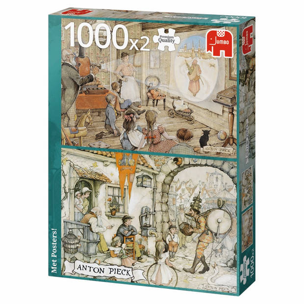 Jumbo Anton Pieck puzzel toverlantaarn in de huiskamer & koperen ko - 2 x 1000 stukjes