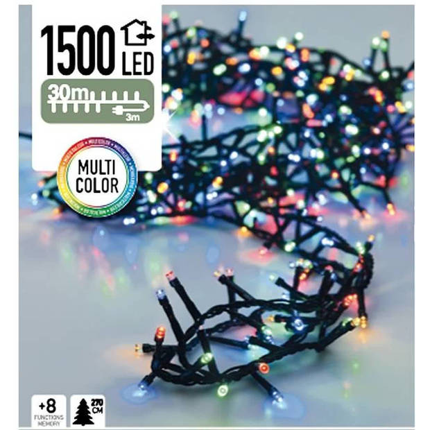 Excellent Houseware Microcluster lichtslinger 1500 Led lampjes gekleurd, 30 meter