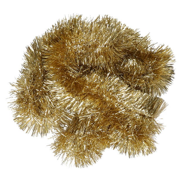 5x Kerst lametta guirlandes goud 270 cm kerstboom versiering/decoratie - Kerstslingers