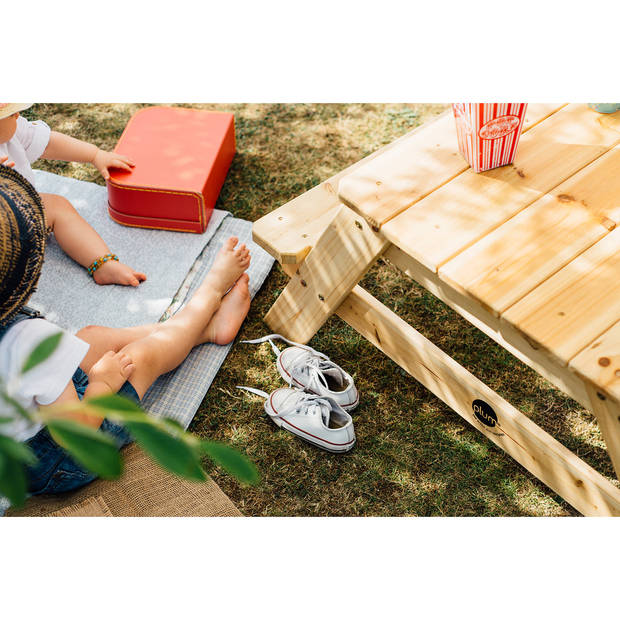 Plum kinder picknicktafel met parasol hout