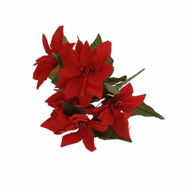 Kerstster kunstbloemen - 30 cm - rood - kerstster bloemen - Kerststukjes