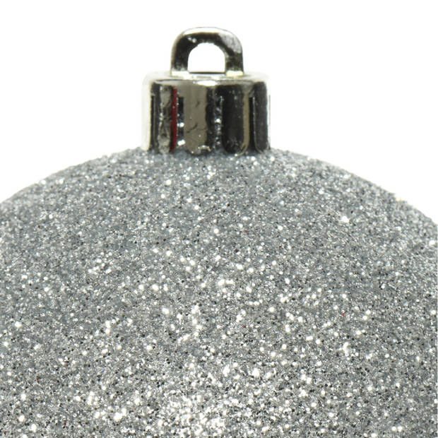 Kerstversiering kunststof kerstballen zilver 4-6 cm pakket van 46x stuks - Kerstbal