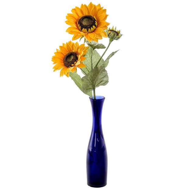Kunstbloem Zonnebloem tak - 2x - 62 cm - geel - kunst zijdebloem - decoratie bloemen - Kunstbloemen