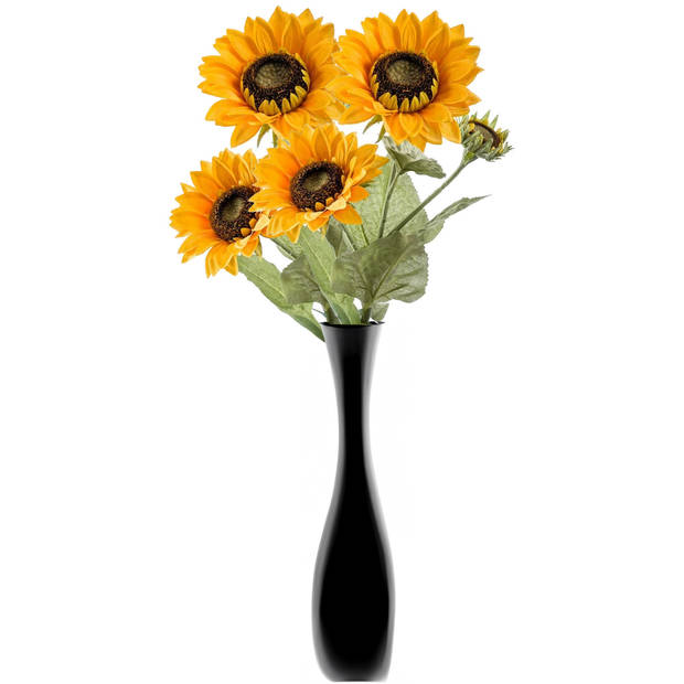 Kunstbloem Zonnebloem tak - 2x - 62 cm - geel - kunst zijdebloem - decoratie bloemen - Kunstbloemen