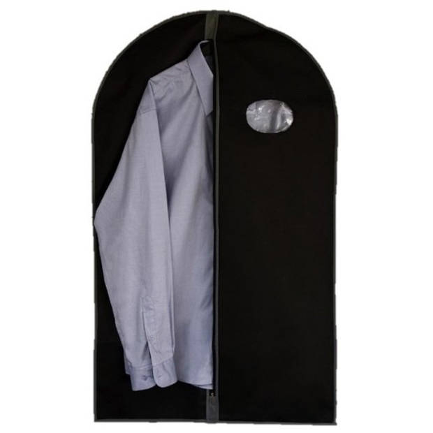 Reis kledinghoes met rits - 2x - zwart - kunststof - 100 x 60 cm - kleding netjes houden - beschermhoes - Kledinghoezen