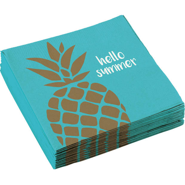 Amscan servetten ananas 33 x 33 cm papier blauw 20 stuks