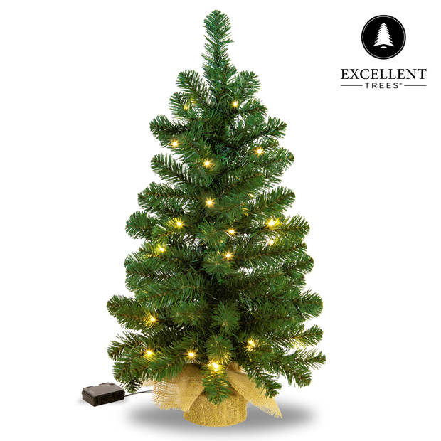 Kerstboom Excellent Trees® LED Jarbo 90 cm met verlichting - Kunstkerstboom met LED Verlichting - 80 Lampjes