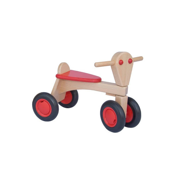 Van Dijk Toys beuken houten loopfiets vanaf 1 jaar - Rood (Kinderopvang kwaliteit)