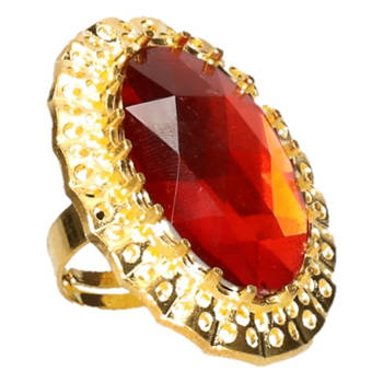 Verkleed Sinterklaas ring goud/rood verstelbaar voor heren/volwassenen - Verkleedsieraden