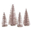 Roze mini decoratie kerstboompjes 8 stuks - Kerstdorpen