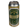 Out of the Blue Spaarpot blikje Bier/Beer - metaal - groen/goud - Drank thema - 16 cm - Spaarpotten