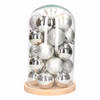 Glazen stolp met zilveren kerstballen set - Kerststukjes