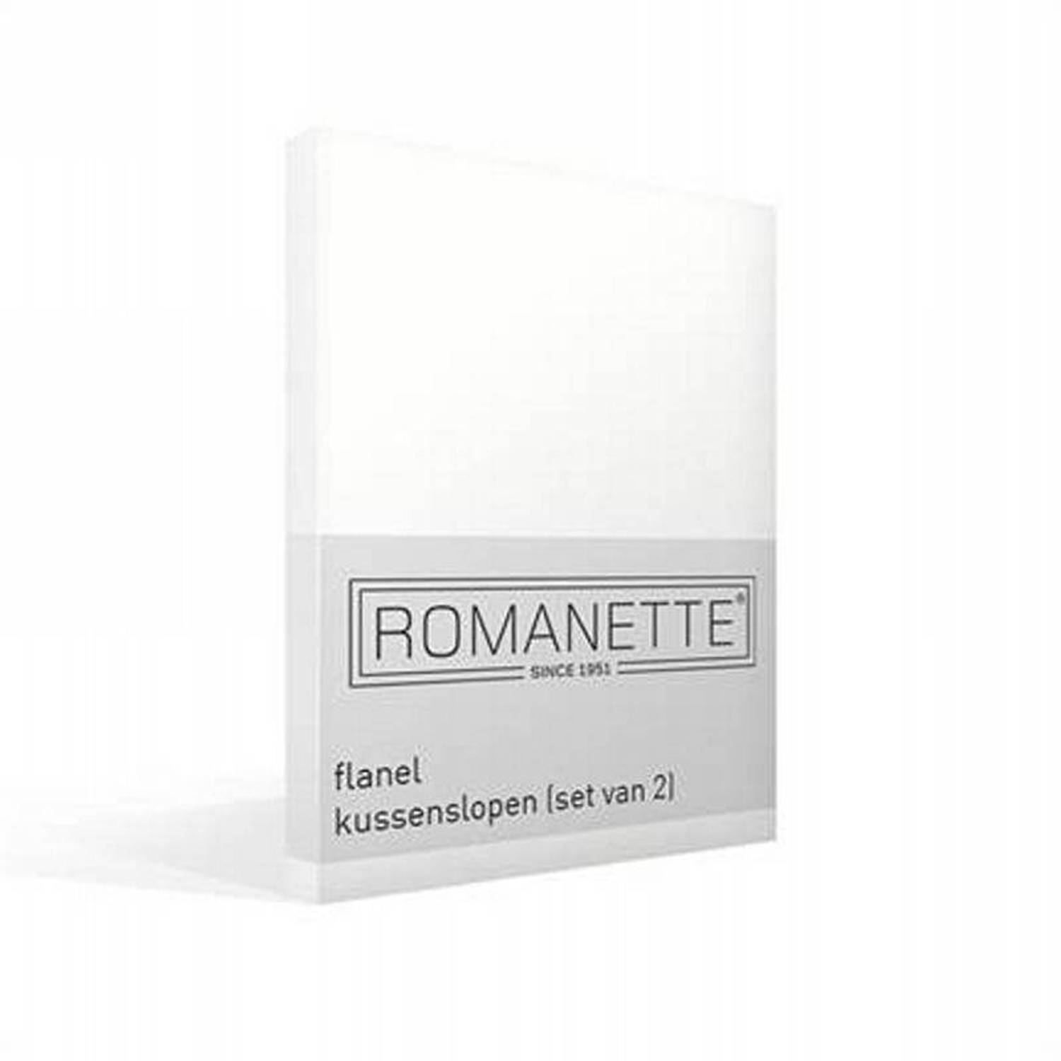 Romanette - Flanel - Kussenslopen - Set van 2 - 60x70 cm - Wit