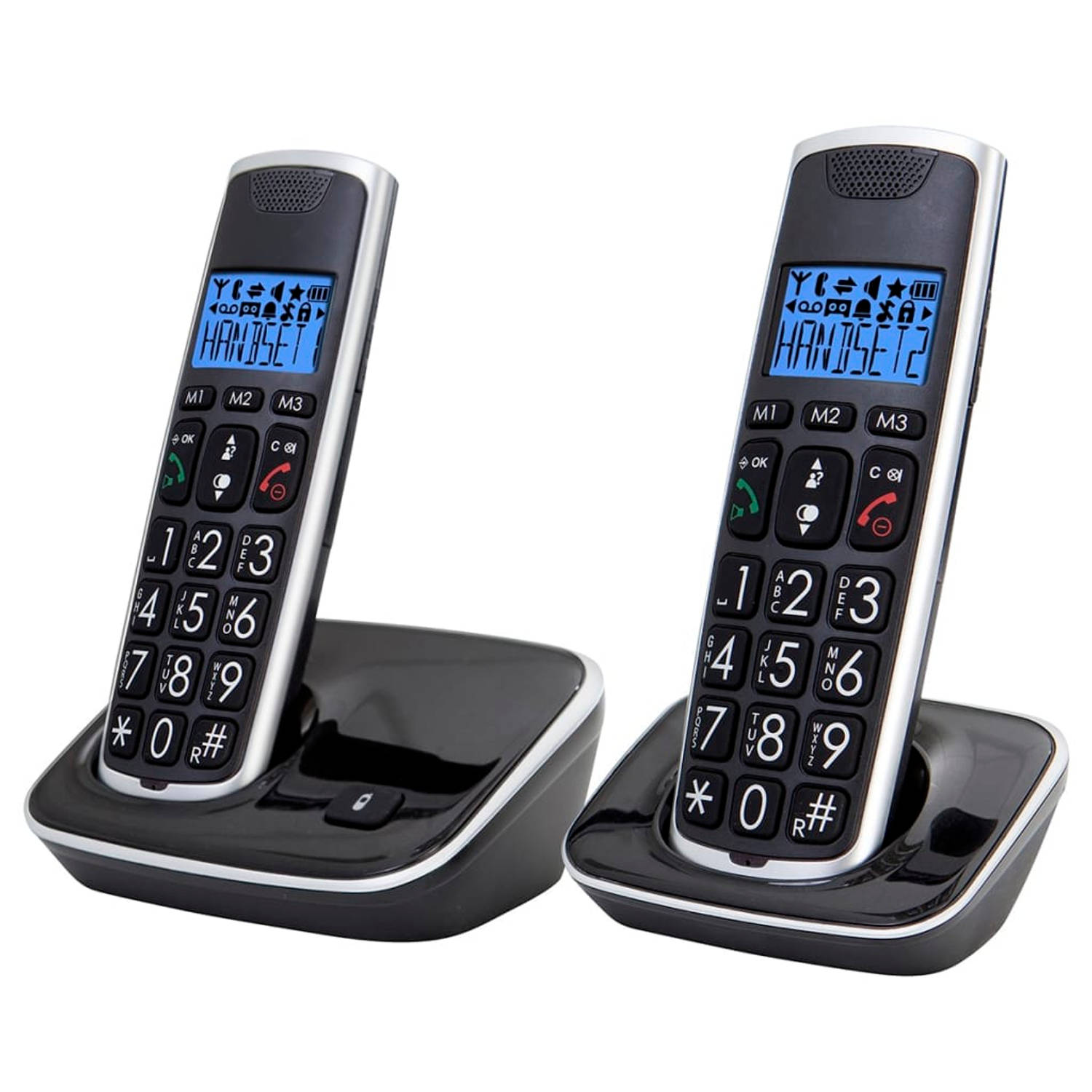 Profoon Dect-telefoon Met Grote Knoppen Set Van 2 Zwart Pdx-2728