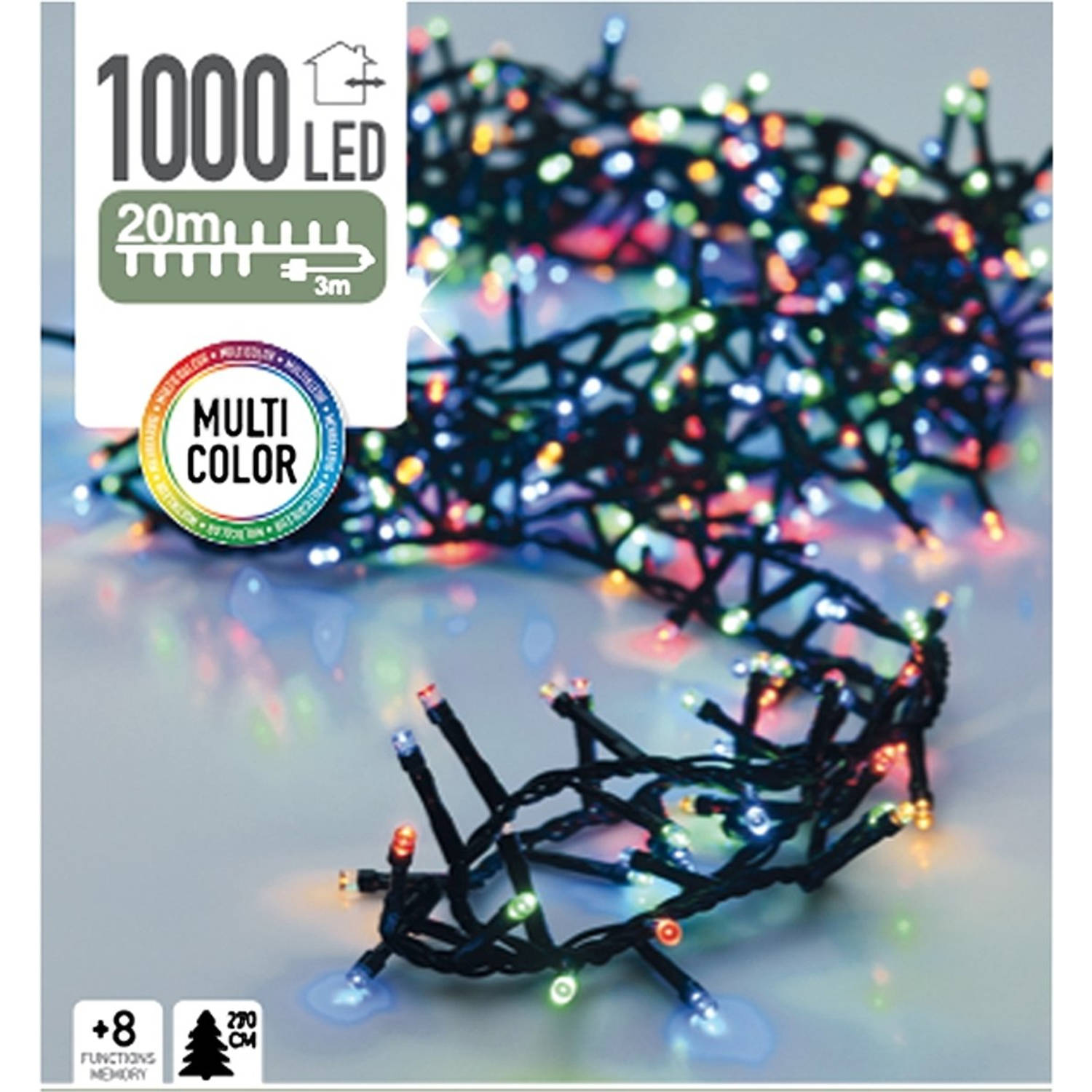 GreenWire Microcluster lichtslinger 1000 Led lampjes gekleurd, 20 meter