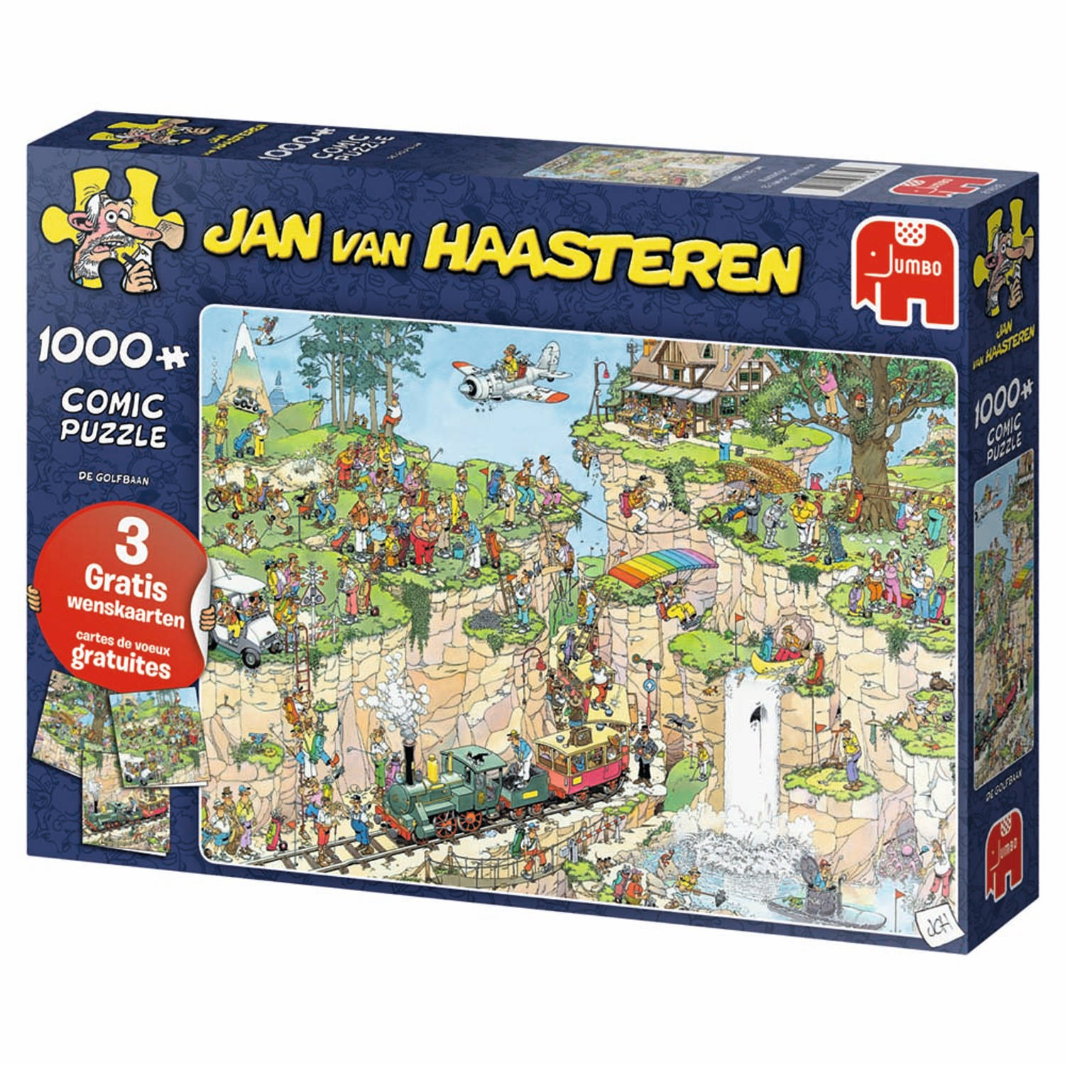 achterlijk persoon Beperken Kostuum Jan van Haasteren puzzel de golfbaan + 3 gratis wenskaarten - 1000 stukjes  | Blokker