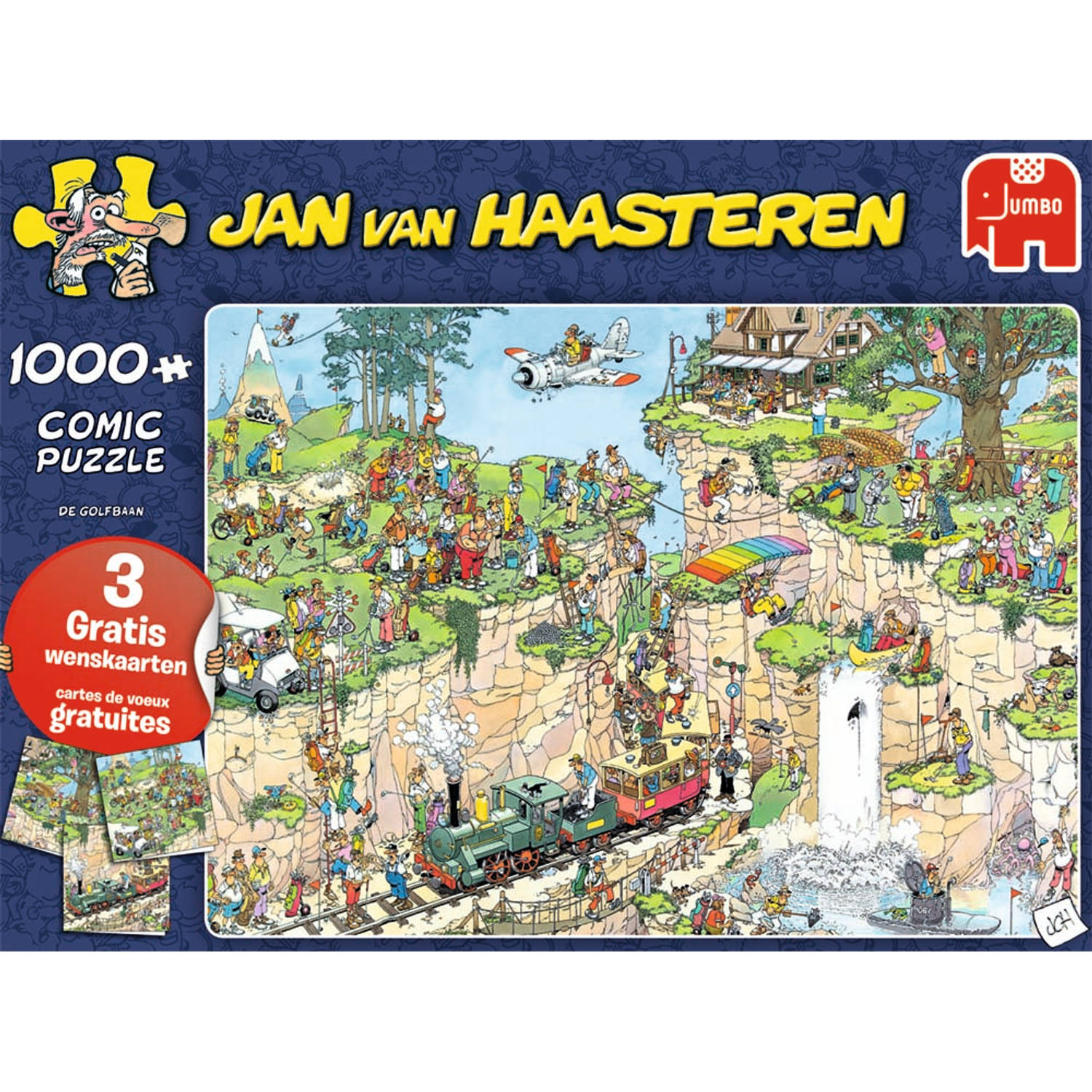 Jan van Haasteren puzzel golfbaan + 3 gratis wenskaarten 1000 stukjes | Blokker