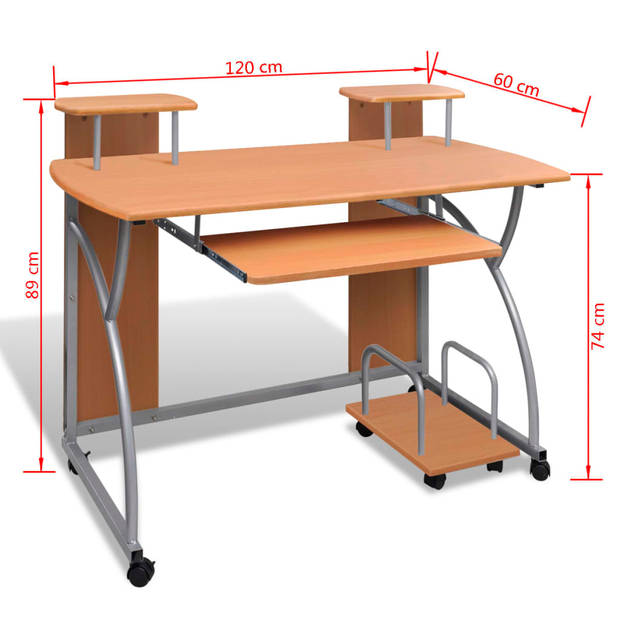 Studenten computer bureau 120 x 60 cm (bruin)