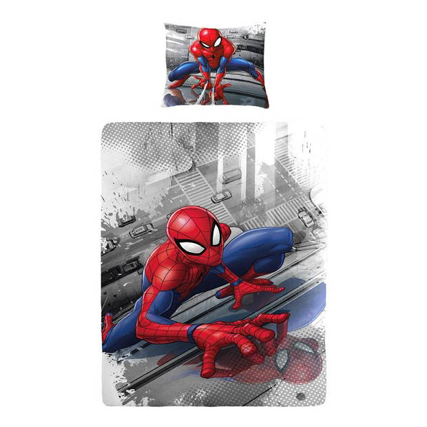 DC Comics Spiderman dekbedovertrek - 100% katoen - 1-persoons (140x200 cm + 1 sloop) - 1 stuk (60x70 cm) - Multi