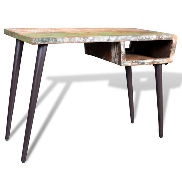 The Living Store Bureau Vintage Stijl - 110 x 50 x 80 cm - Gerecycled Massief Hout - Ijzeren Poten