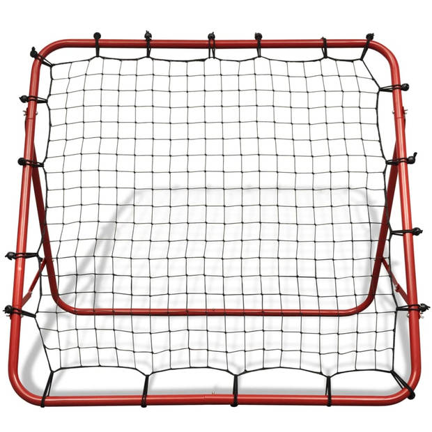 The Living Store Voetbal Rebounder - Rood gepoedercoat - 100x100 cm - 4 verstelbare hoeken