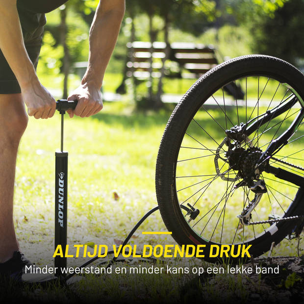 Dunlop Fietspomp met Drukmeter - Fiets Pomp voor Dunlop, Schrader en Frans Ventiel - Staande Pomp Incl. Adaptoren