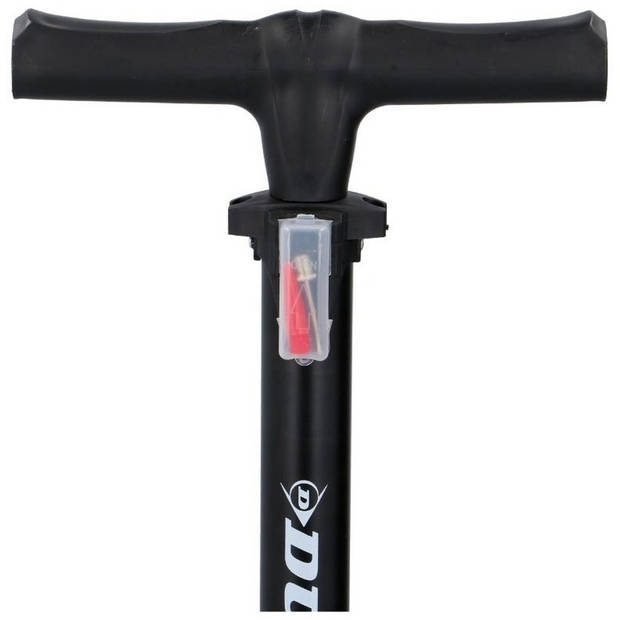 Zwarte fietspomp staand met extra ventielen 63 cm - Fiets/autobanden oppompen - Fiets accessoires pomp