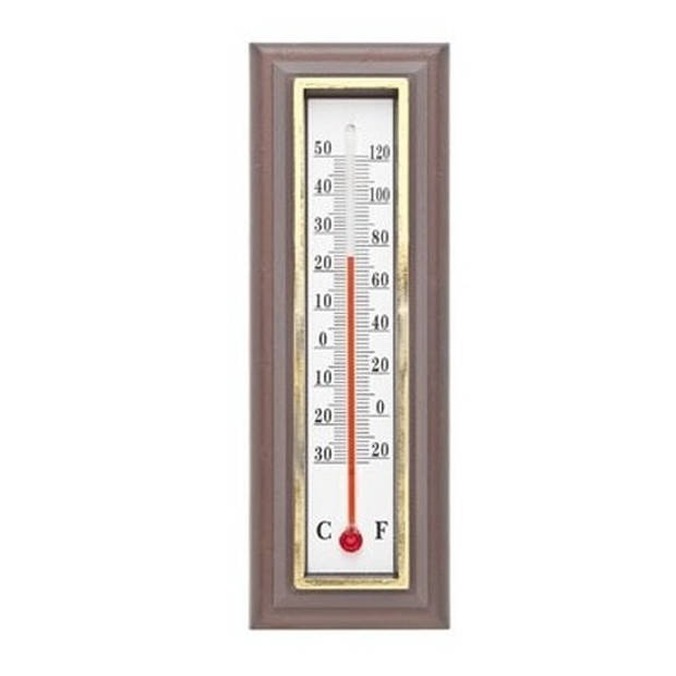 Buiten thermometer donkerbruin 5 x 16 cm - Buitenthermometers