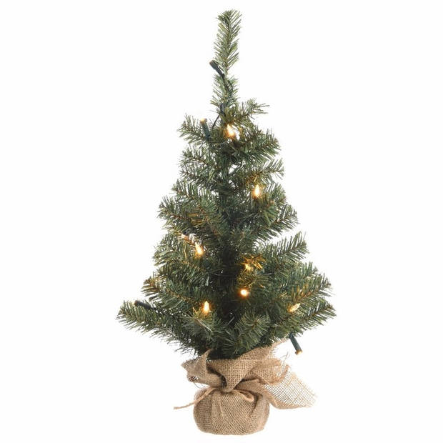 Kunst kerstboom groen met warm witte verlichting 60 cm