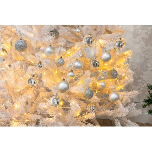 Kerstballen zilver in box kerstboom decoratie 70 stuks