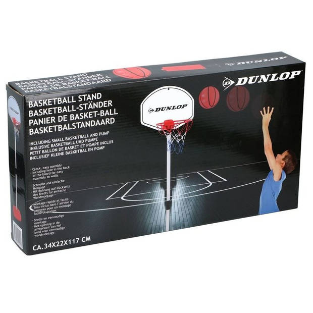 Dunlop basketbalstandaard met basketbal en pomp 117 cm