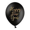6x Zwarte Happy New Year ballonnen oud en nieuw/nieuwjaar - Ballonnen