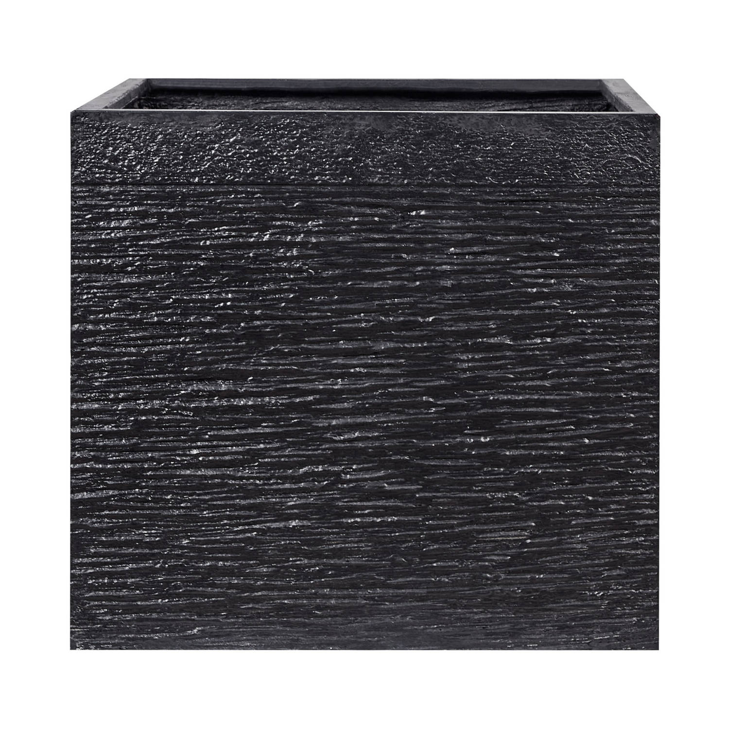 Beliani Bloempot zwart vierkant 50x50x46 cm PAROS