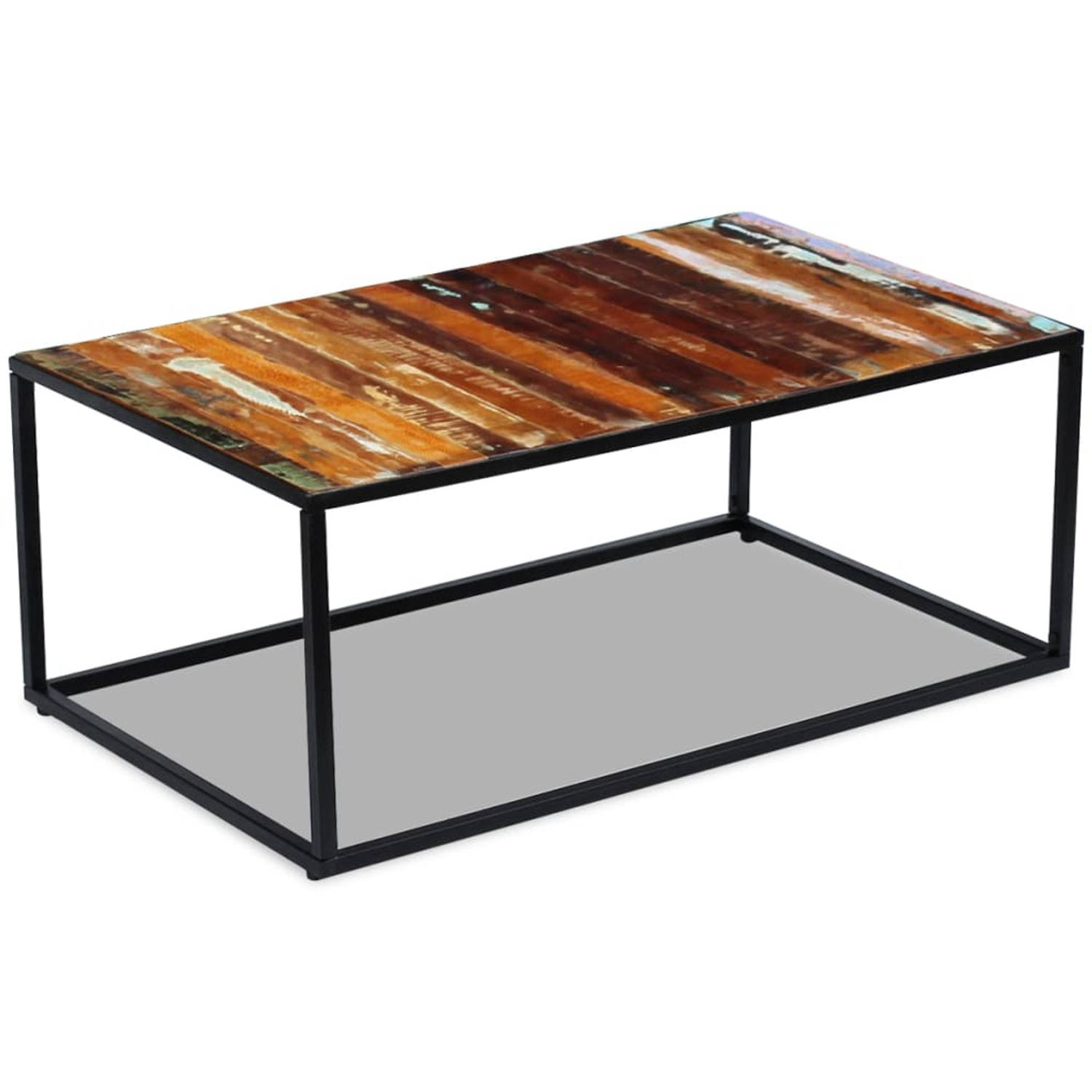 The Living Store Salontafel Houten - Gerecycled - Meerkleurig - 100x60x40cm