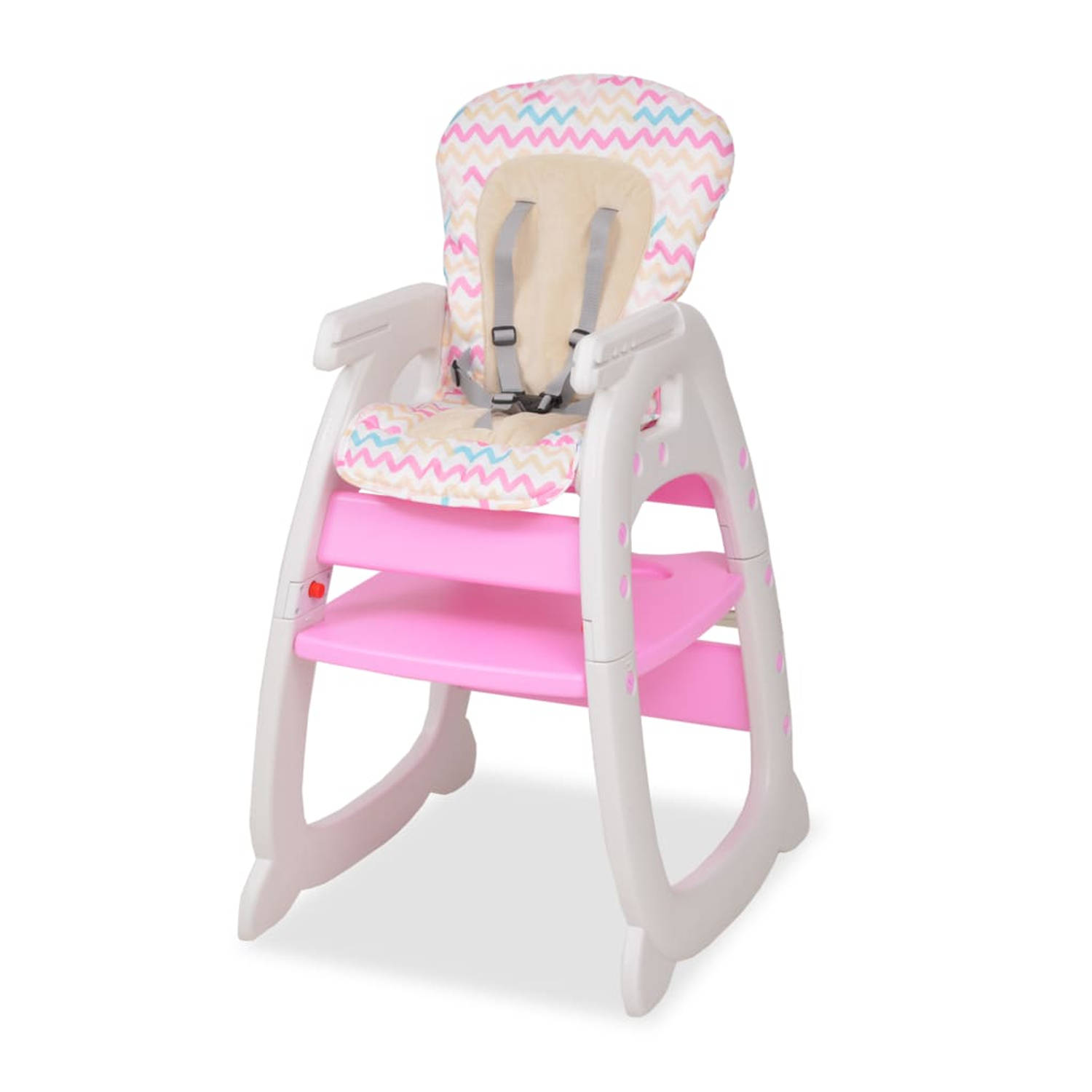 The Living Store Kinderstoel 3-in-1 verstelbaar met blad roze en wit 72 x 62.5 x 106 cm