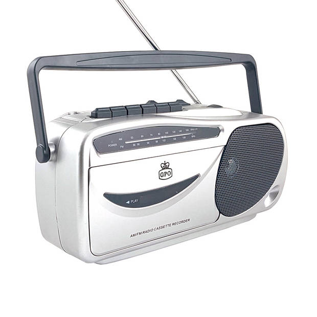 GPO 9401 Draagbare Retro - AM/FM Radio & Cassettespeler - Zilver