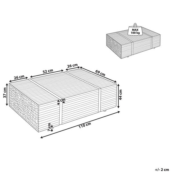 Beliani GANDER - Salontafel-Lichte houtkleur-Teakhout