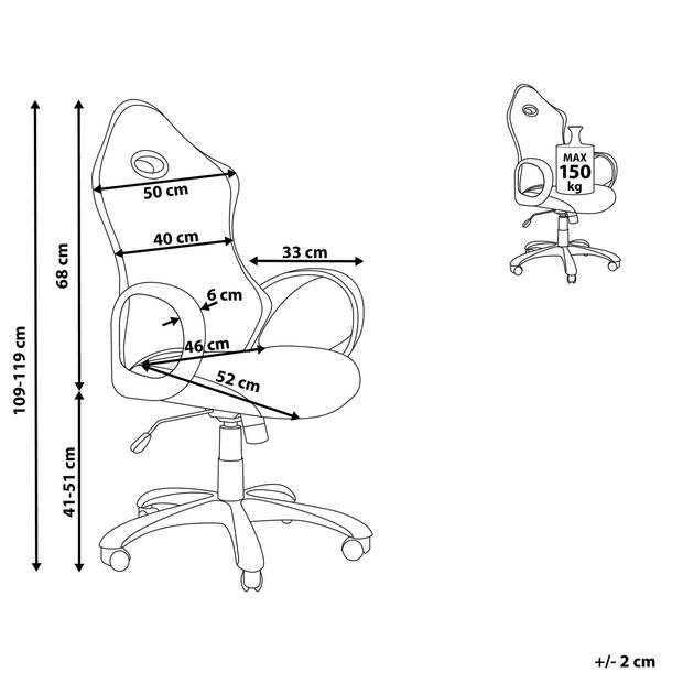 Beliani iCHAIR - Bureaustoel-Zwart-Polyester, Staal