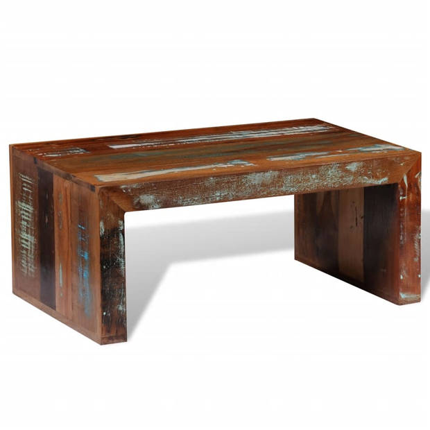 The Living Store Retro Houten Salontafel - 80 x 50 x 35 cm - Gerecycled Hout