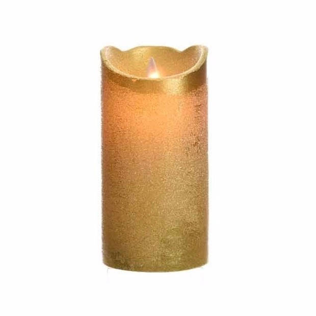 2x stuks gouden nep kaarsen met led-licht 15 cm - LED kaarsen